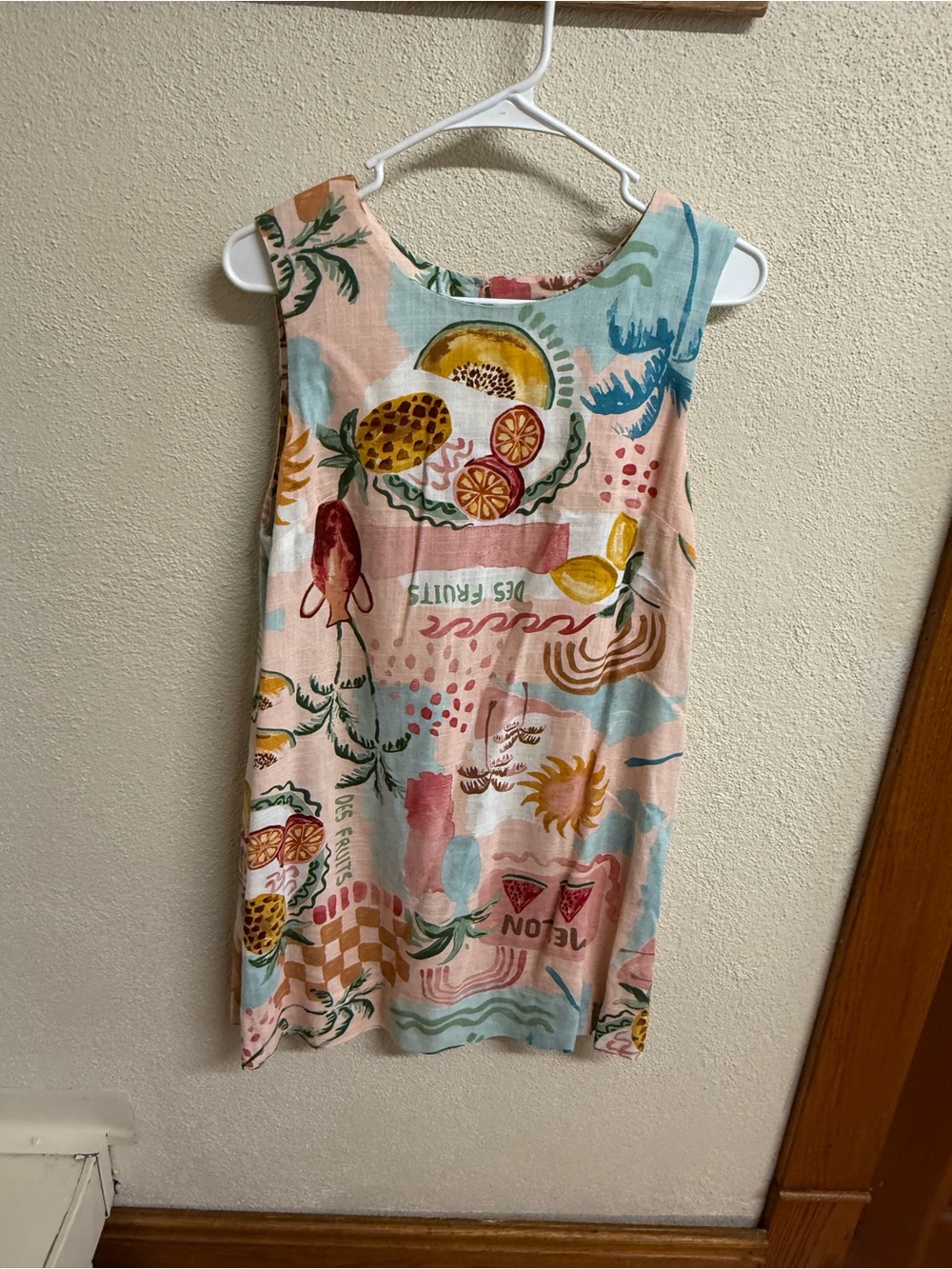 Pink Tropical Fruit Print Shift Dress